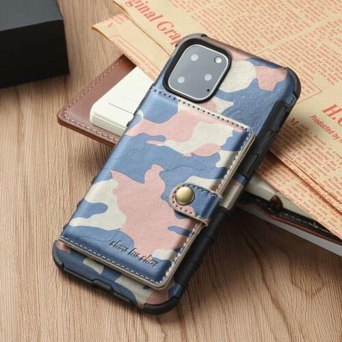 Camouflage PU Leather Back Case for iphone 11 Pro Max Full Protect Phone Cover for iphone 6 6s 7 8 Plus X XR XS MAX Leather Case