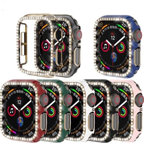 For IWatch 6D Dazzling Carving PC Single Row Diamond Protective Case For Apple Watch 6 5 4 3 2 1 38mm 40MM For Iwatch 44mm 42MM