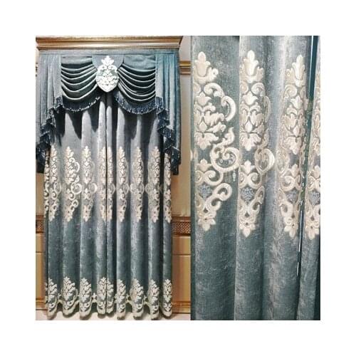 European jacquard curtain customized living room shading curtain chenille tapestry embroidered curtain European living room curt