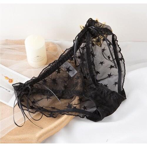 Sweet Girl Star Lace Panties Women Star Pattern Girl Casual Underwear Underpants Woman Briefs Intimates Lace Panties G2C4