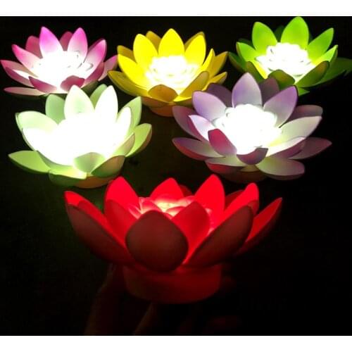 Artificial Lotus-shaped Changed Floating Flower LED Lamps Water Swimming Pool Wishing Light