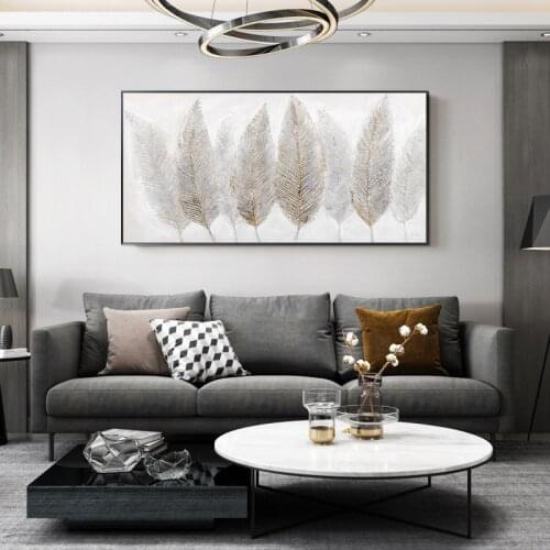 100% Handmade Modern Leaves Painting Canvas Art Paint For Bedroom Decor Wall Art Pictures For Living Room Unframed