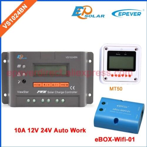 VS1024BN 12V 24V Battery charger controller solar panels system EPEVER PWM series MT50 Meter and bluetooth function eBOX