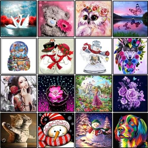 5D Poured Glue Diamond Painting Kit Animal Landscape Full Round With AB Drill Character Living Decoration Embroidery Mosaic Gift