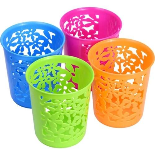 Set of 4 Hollow Flower Round Pen Pencil Holder Desktop Office Storage Organizer in 4 Bright Colors