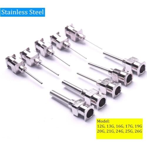 Stainless Steel 10Pcs 12G To 26G Dispenser Dispensing Syringe Needle Tip Set for Large Space Precision Dispensing Equipment Tool