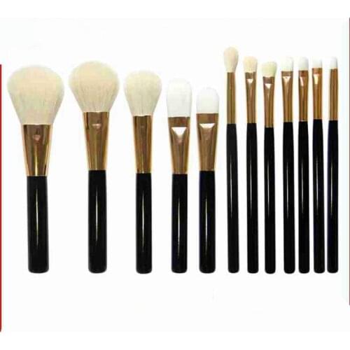 Professional 12pcs goat hair Makeup Brushes Set Foundation Eye Shadow Brush High Quality animal hair Cosmetic Make Up Brush Kit