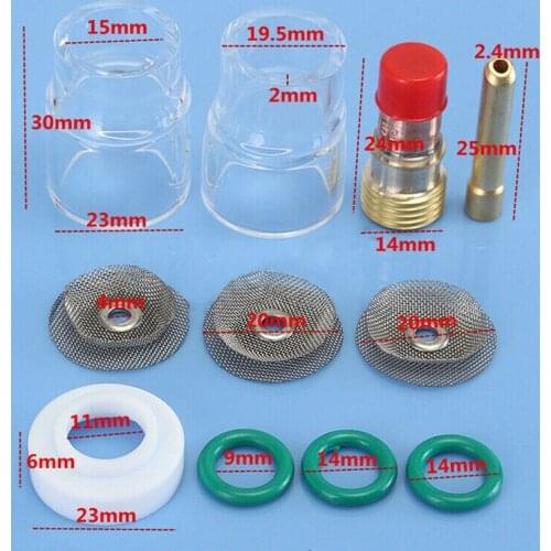 Kit TIG Welding Torch Accessories Consumables For WP-17 18/26 Stubby Cup