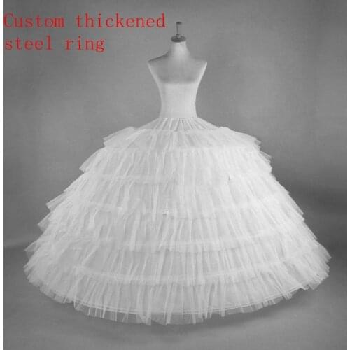 New 6 Hoops Big White Quinceanera Dress Petticoat Super Fluffy Crinoline Slip Underskirt For Wedding Ball Gown In Stock