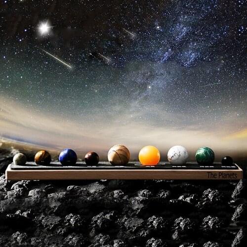 Organic material Solar system nine planet stones Desktop planet ornaments starry gifts Natural gemstone crystal ore specimen