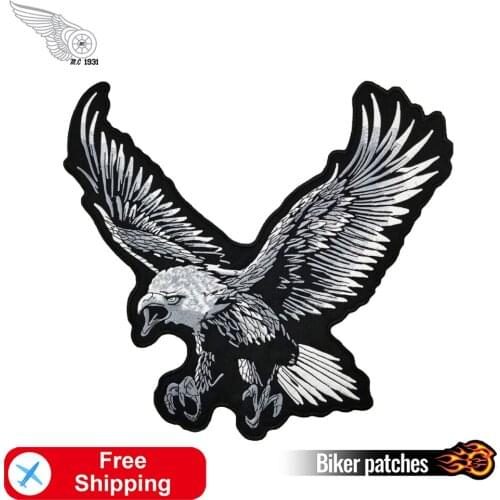 Patriotic Eagle Embroidery Iron on Patch for Clothing Applique DIY Badge Cool Sew on Stickers Motorcycle Biker Accessories