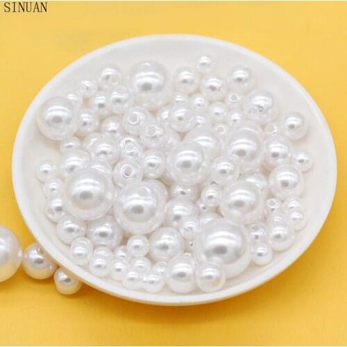 White Pearl Plastic Beads Round 1Hole 3MM-20MM ABS Pearls For Decoration DIY Beads Accessories Resin Craft Crafts Accessories