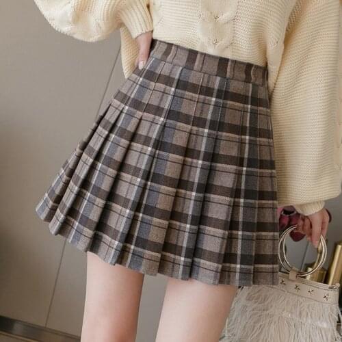 Maos grid pleated skirt 2021 new spring, summer, autumn and winter print skirt high waist thin A-word skirt thick pink skirt