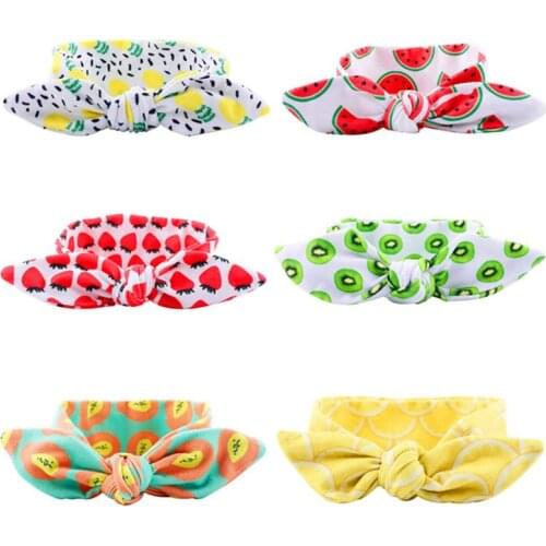 Colorful Baby Girls Headband Kids Cotton Bow Knot Hair Band Head Wear For Children Cute Fruit Pattern Hair Accessories Dropship