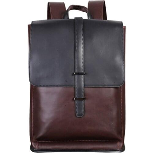 New Leather Men Backpack Crazy Horse Leather Mens Back Bag Men Business Office Travel Bags Schoolbag Simple Laptop Backpack