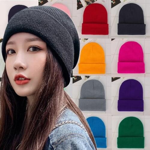 26 Colors Unisex Solid Knitted Beanies Hat Winter Warm Ski Hats Men Women Multicolor Skullies Caps Soft Elastic Cap Sport Bonnet