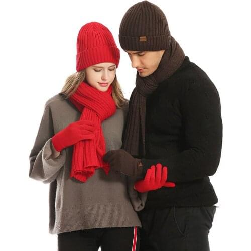 Hats, Necks and Gloves 3pcs Ski Cap and Scarf Cold Warm Winter Hat for Women Men Knitted Hat Bonnet Warm Cap Collar Scarf Set