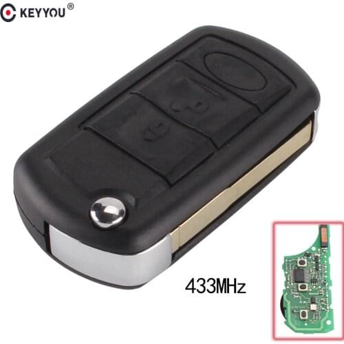 KEYYOU 433MHz 3 Buttons Flip Folding Remote Control Key Remote Car Key Fob For RANGE ROVER Sport Land Rover Discovery 3