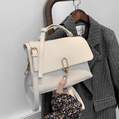 Korean Style Small Briefcase Top Handle Bags For Women Office Lady Turn Lock Work Tote High Quality Shoulder Crossbody Bags 2021