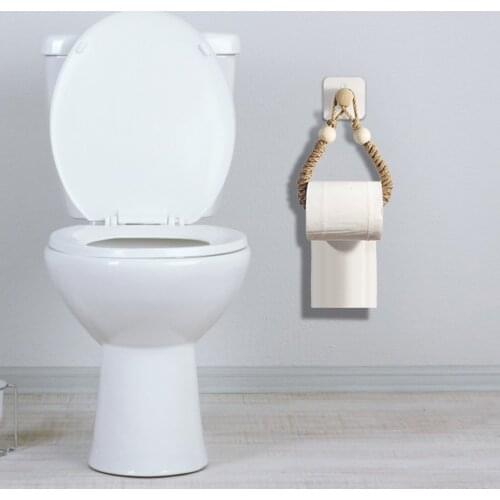 Vintage Towel Hanging Rope Toilet Paper Holder Kitchen Bathroom Toilet Paper Holder Suction Cup Wall Mounted Storage Rack