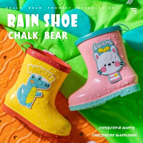 Cute Cartoon Kids Boys Girls Rain Water Shoes Boot Covers Protect Non Slip Children Toddler PVC Waterproof Boots Wholesale 2021