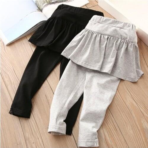 2-8 Years Baby Girls Skirt Pants 2021 Spring New Kids Casual Solid Cotton Soft Culottes Toddler Elasticity Slim Pants Trousers