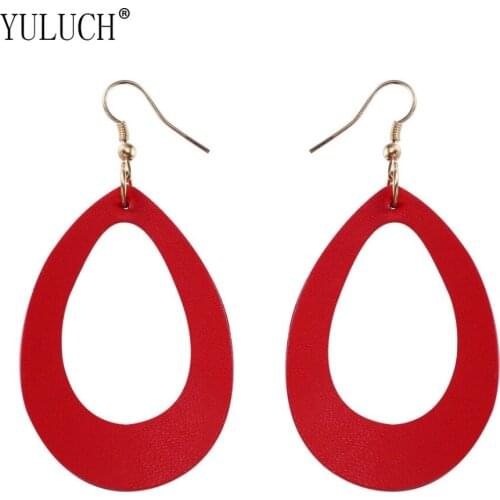 YULUCH Luxury Leather Hollow Drops Pendant Simple Earrings For Girls Woman Jewelry Street Art Elegant Gift Lovers Special D002