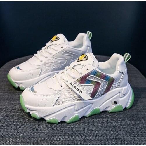 Women Sneakers 2020 Fashion Casual Shoes Women Comfortable Breathable White Flats Female Platform Chaussure Bling Reflective