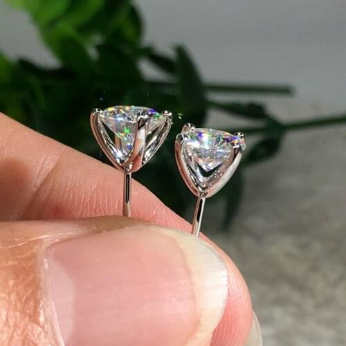 S925 Sterling Silver Color Cute Simple Bling Zircon Stone Stud Earrings Women Wedding Engagement Fashion Jewelry Korean Earrings
