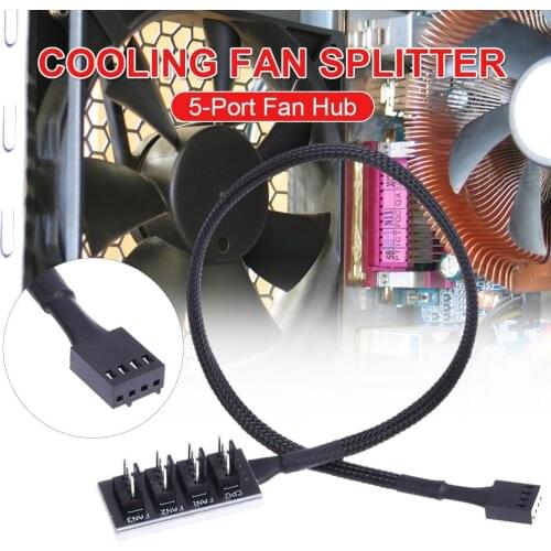 1PC 4-Pin Cooling Fan Splitter 1 To 5 Durable Sturdy Fan Hub Extension Cable Hub Fan HUB Supports 3-pin 4-pin Extension Cable
