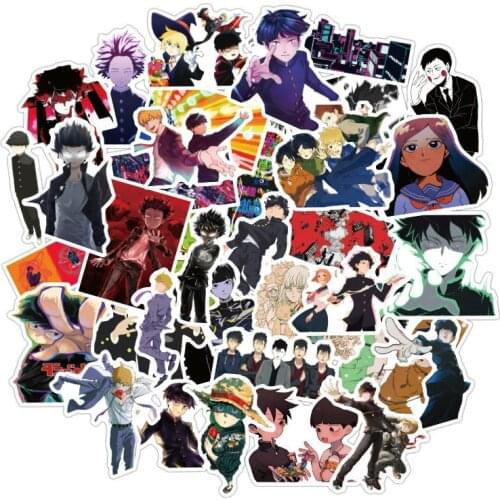 10/50pcs Mobu Saiko Hyaku Graffiti Stickers Mob Psycho 100 for Luggage Laptop Skateboard Stickers Moto Bicycle Guitar Fridge