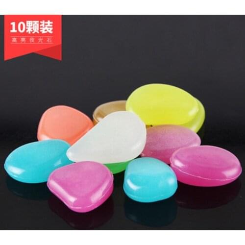 10 pieces of garden fish tank resin glowing in the dark rock walkway, glowing stones driven by light and solar glowing pebbles