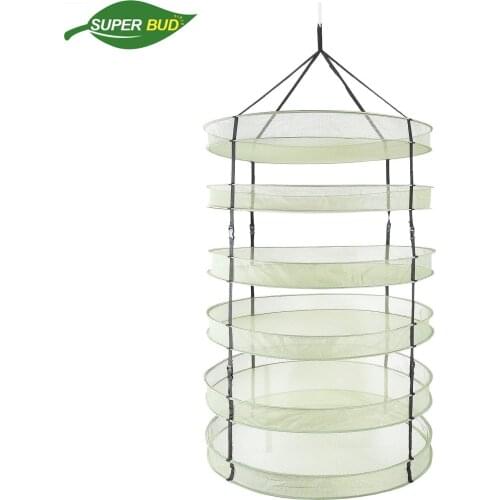 2ft 6 Layer Clip on Hanging Herb Buds Dry Net Detachable Collapsible Mesh Hydroponics Drying Rack Net for Plants