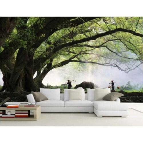 Custom wallpapers 3d large frescoes three-dimensional trees spring rain fog spring plow TV background wallpaper mural