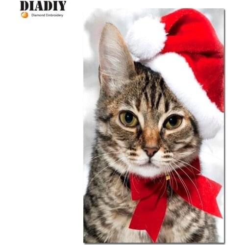 5d round diamond embroidery Christmas,5d diamond painting cat full diamond mosaic pictures of rhinestones cross-stitch kits