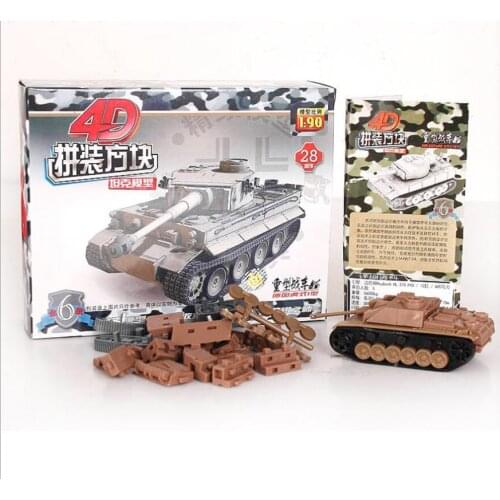 6PCS/lot DIY Fantasy 4D Assembly Model Diecast 1:90 Square World War II Tanks Plastic Developmental Children Toys A009