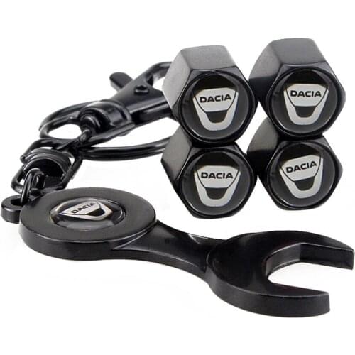 Car Styling Keychain Auto Car Wheel Tire Valve Stem Caps Sticker for Dacia Sandero 1310 Lodgy Logan 2 Duster Dokker Renault