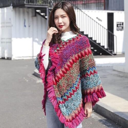 Bohemia Blankets Winter Crochet Knitted Scarf Shawl Women Winter Warm Wrap Throw Blanket Knitting Scarf Ladies Drop Shipping