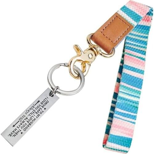 Ladies' Wrist Lanyard, Wristband Keychain, Rainbow Lanyard Strip Keyring Key Chains