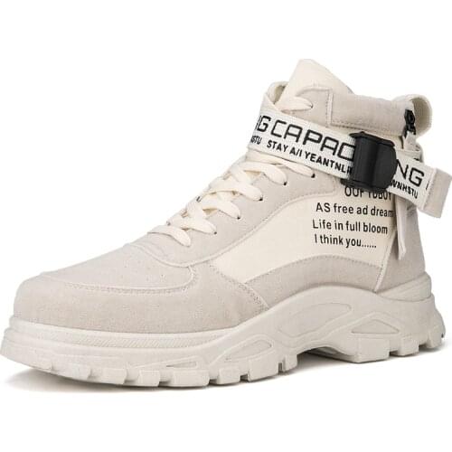 Spring Autumn High Top Retro Mens Boots Shoes Outdoor Anti Odor Work Sneakers All Match Trend Round Toe Martin Boots for Men