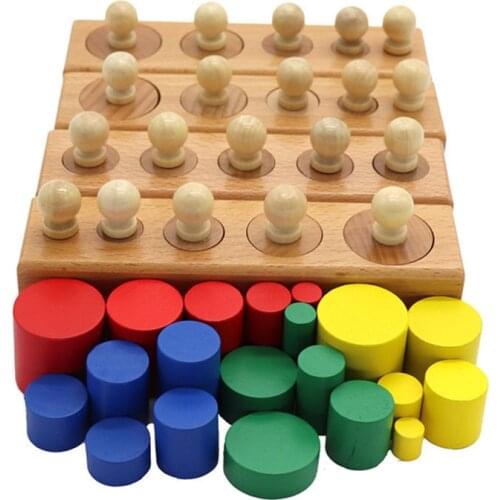 Baby Montessori Colorful Socket Cylinder Montessori Materials Educational Wooden Toys Cylinders Ladder Blocks Preschool Toys