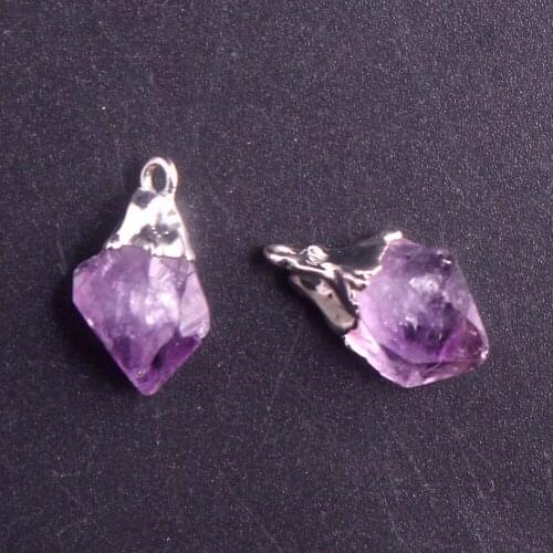 Druzy 24pc/lot WaterDrop Irregular Natural Stone Rhodium Teardrop Citrines Amethysts Quartz Crystal Pendant Charm Free Shipping