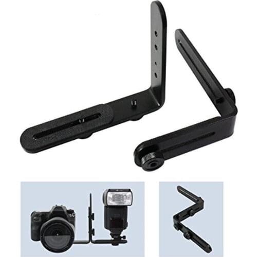 Dual L Shape Camera Flash Bracket, Metal Aluminum Alloy, 1/4" Universal Thread, Speedlite & DSLR Camera Holder / Mount, Photo St