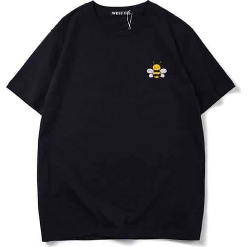 Cotton New 2020 Men Classic embroidery Plush bee T Shirts T-Shirt Hip Hop Skateboard Street T-Shirts Tee Shirt Top kenye #N278