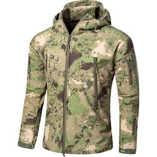 Camouflage Hunting Clothes Outdoor Softshell TAD Jacket Men Hiking Camping Windproof Waterproof Hoodies Coats Military Uniform