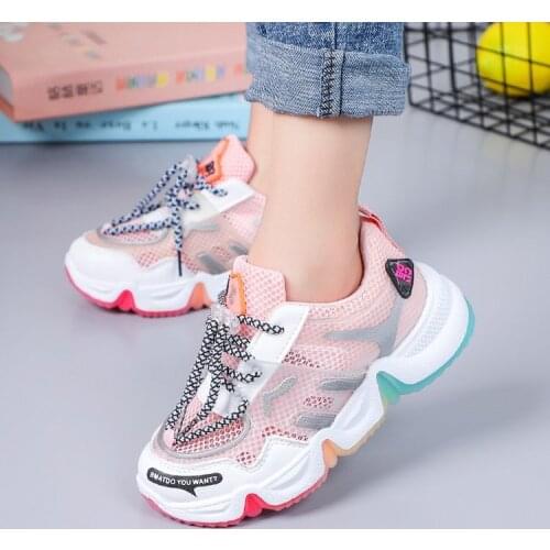 2020 Summer Rainbow Kids Sport Shoes For Girls Sneakers Students Breathable Mesh Children Shoes Boys Sneakers Light Kid Shoes