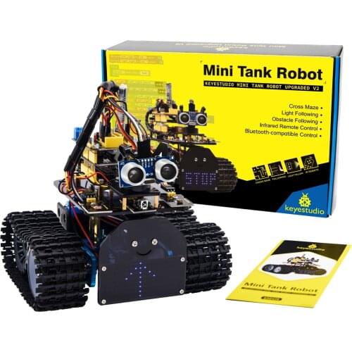 Keyestudio DIY Mini Tank Robot V2.0 Smart Robot Car Kit forArduino Robot Kit STEM+ 15Projects IOS &Android Control CE Compliant