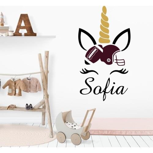 Fashion Unicorn Custom Name Wall Sticker Vinyl Waterproof Wall Art Decal For Kids Rooms Decoration Wall Art MURAL