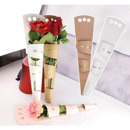 Fashion Handy Flower Packing Bag Gift Box Kraft Paper Rose Packaging Boxes for Wedding Party Decor Florist Wrapping Supplies