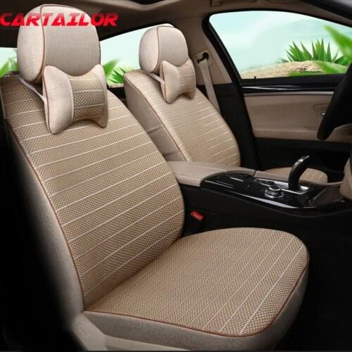 CARTAILOR Car Seat Cover Set Ice Silk Fit for Subaru Outback 2015 2016 2013 Accessories for Car Seats Protector Flax Seat Covers